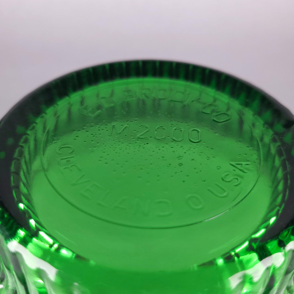 Vintage Emerald Green Pedestal Bowl, E.O. Brody Glass Scalloped Planter, Mid-Century Flower Pot