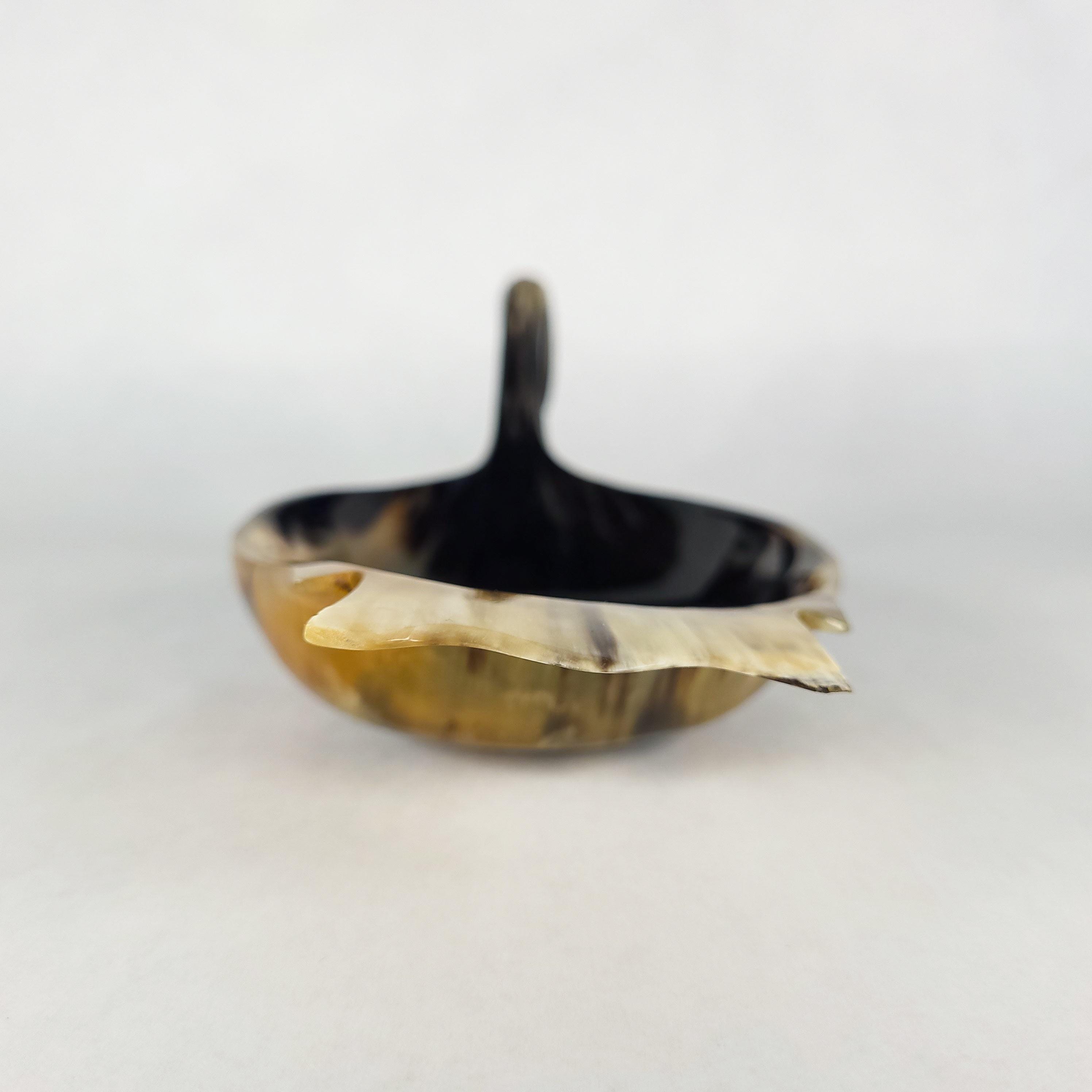 Vintage Buffalo Horn Trinket Dish, MCM Sculptural Bird Catchall
