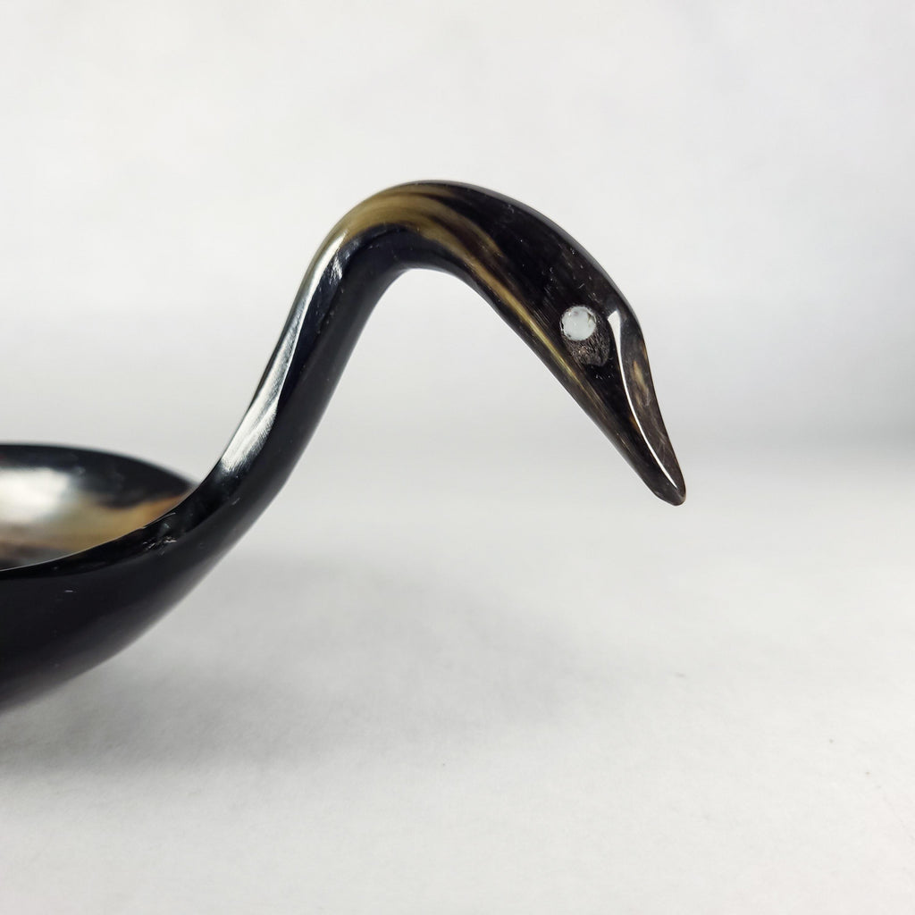 Vintage Buffalo Horn Trinket Dish, MCM Sculptural Bird Catchall