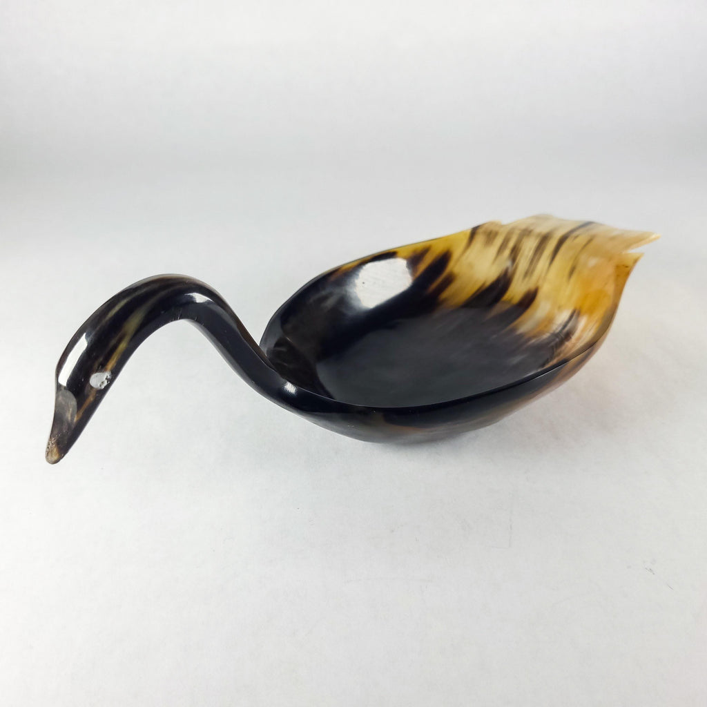 Vintage Buffalo Horn Trinket Dish, MCM Sculptural Bird Catchall