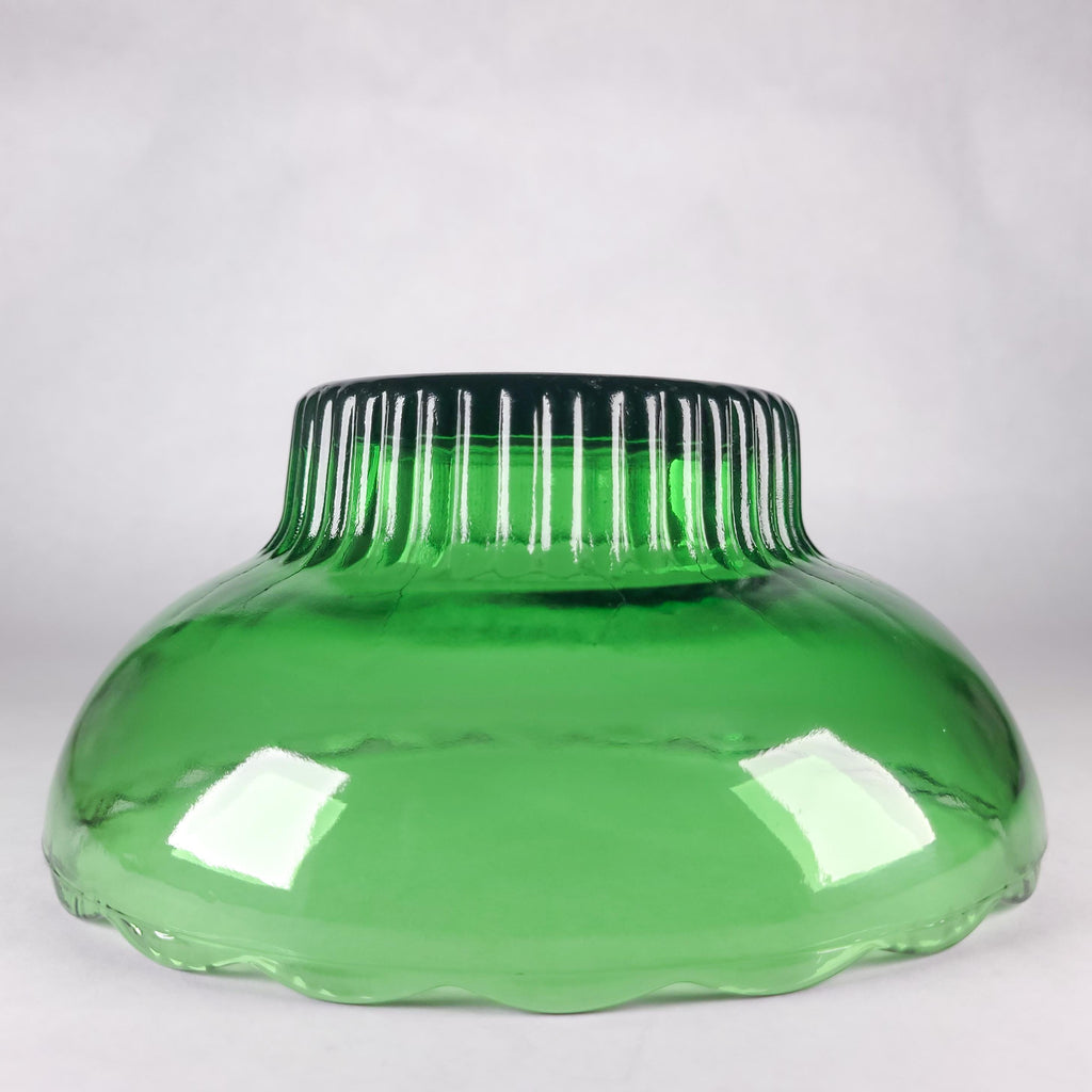 Vintage Emerald Green Pedestal Bowl, E.O. Brody Glass Scalloped Planter, Mid-Century Flower Pot