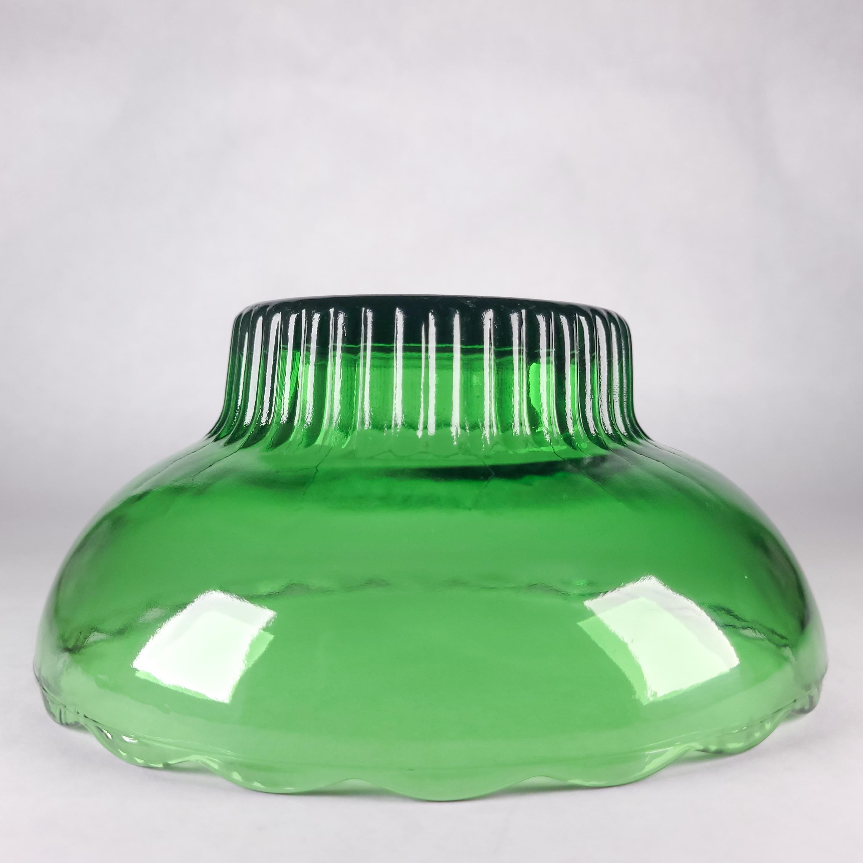 Vintage Emerald Green Pedestal Bowl, E.O. Brody Glass Scalloped Planter, Mid-Century Flower Pot