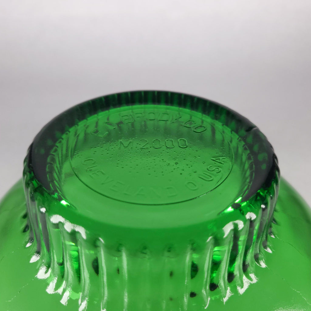 Vintage Emerald Green Pedestal Bowl, E.O. Brody Glass Scalloped Planter, Mid-Century Flower Pot