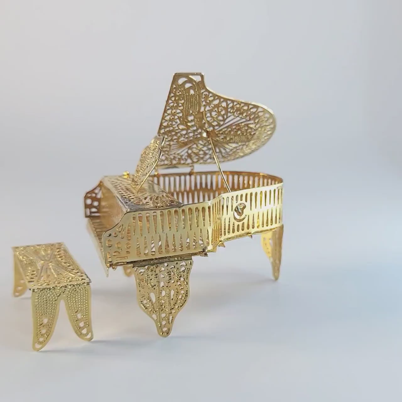 Miniature Grand Piano with Bench, Vintage Dollhouse Gift