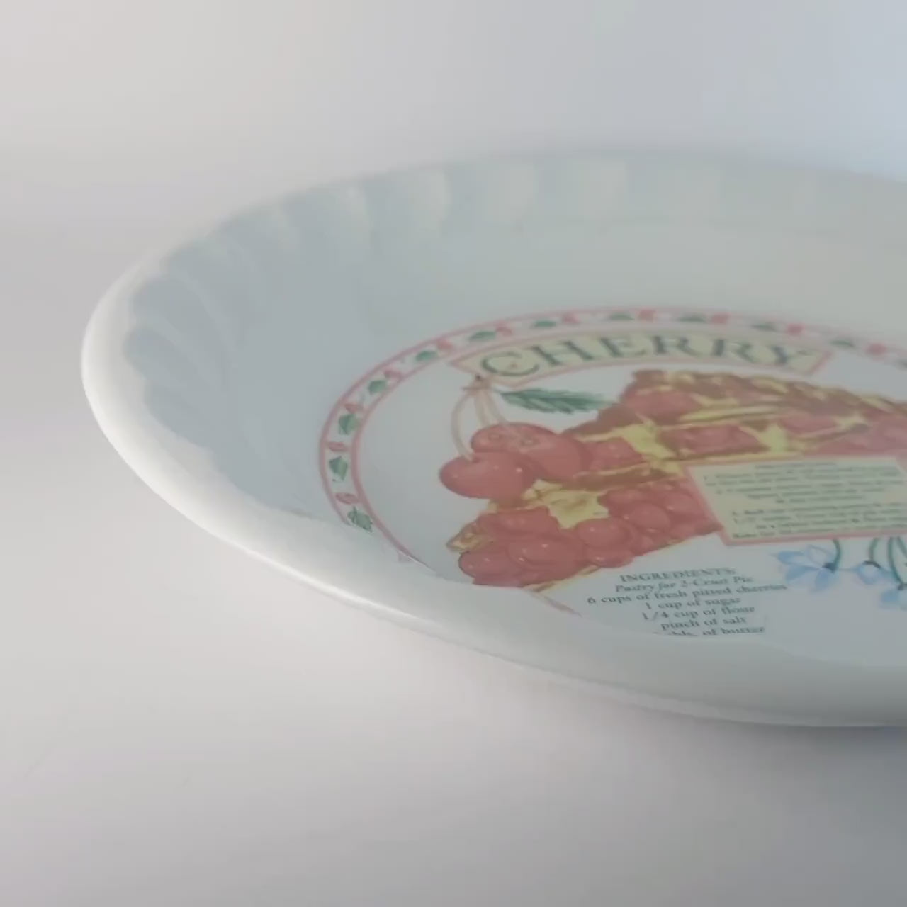 Vintage Cherry Pie Recipe Plate