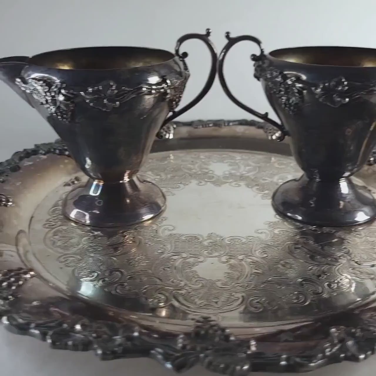 Silver Plated Creamer & Sugar Set with Tray