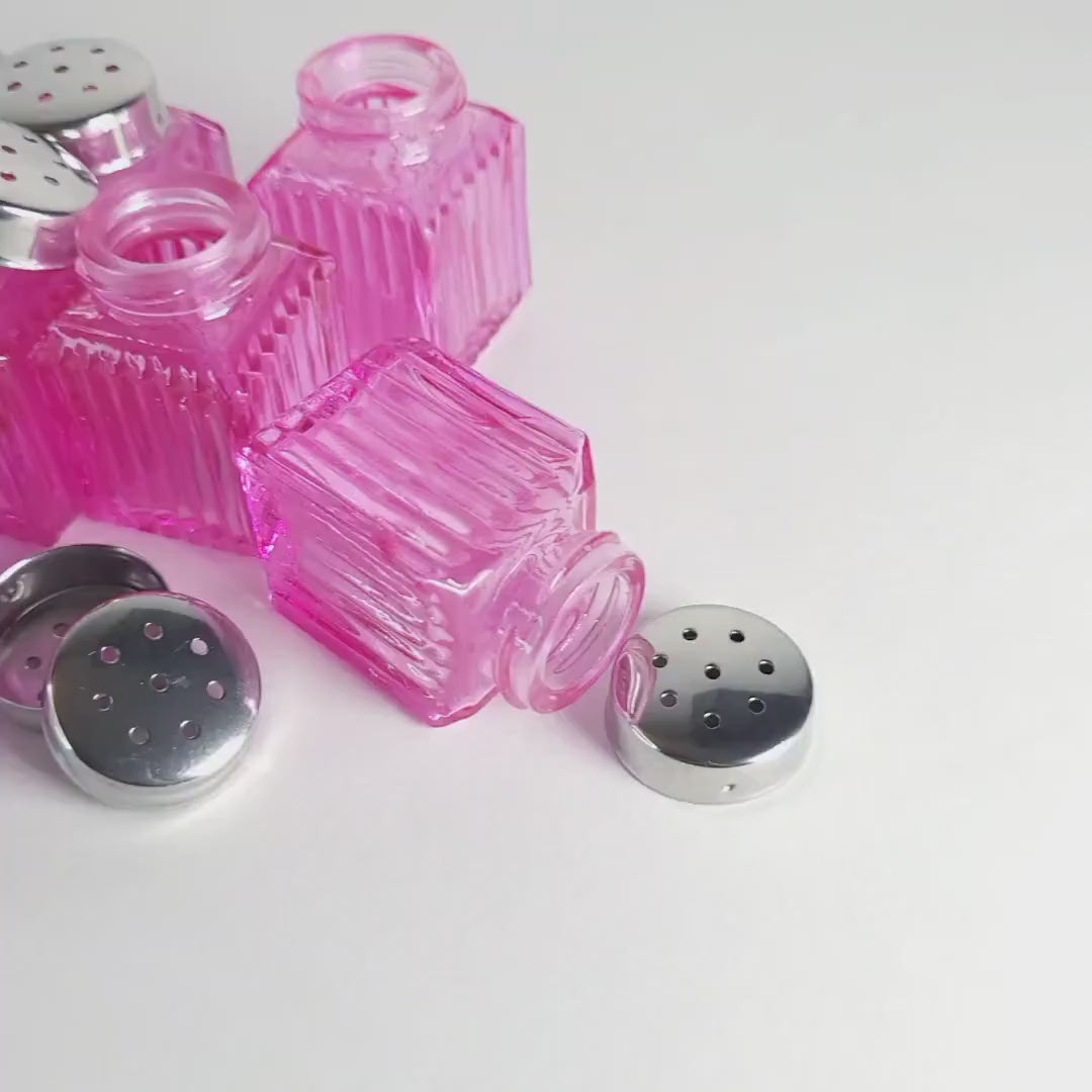 Pink Glass Mini Salt & Pepper Shakers