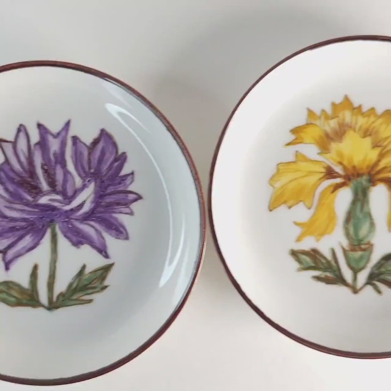 2 Ceramic Hand Painted Catchall Dish