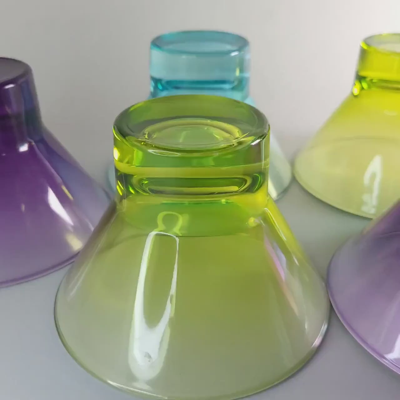 2 Vintage Dessert or Shrimp Cocktail Glass: Green, Blue or Purple