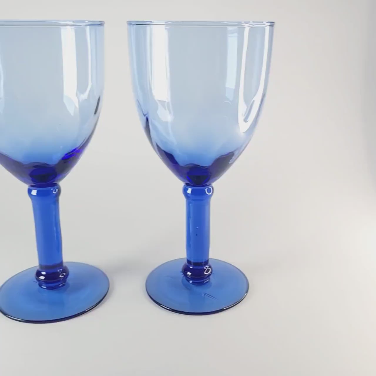 Vintage Hand Blown Cobalt Glass Goblets