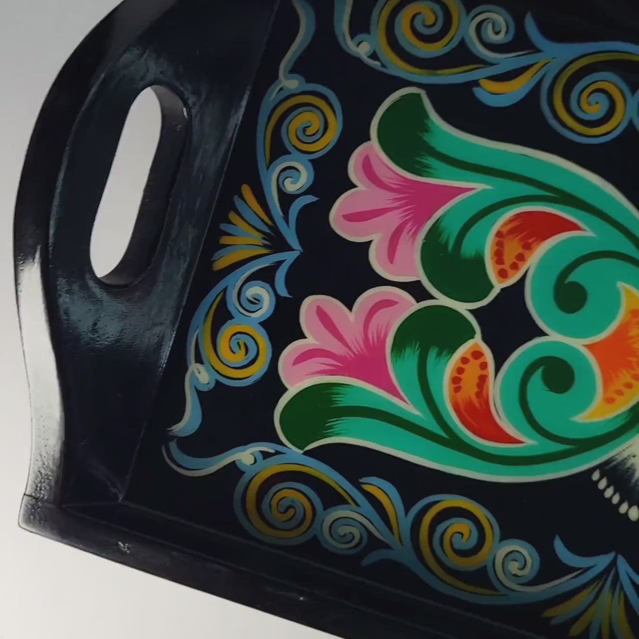 Vintage Rosemaling Tray, Hand Painted Norwegian Folk Art