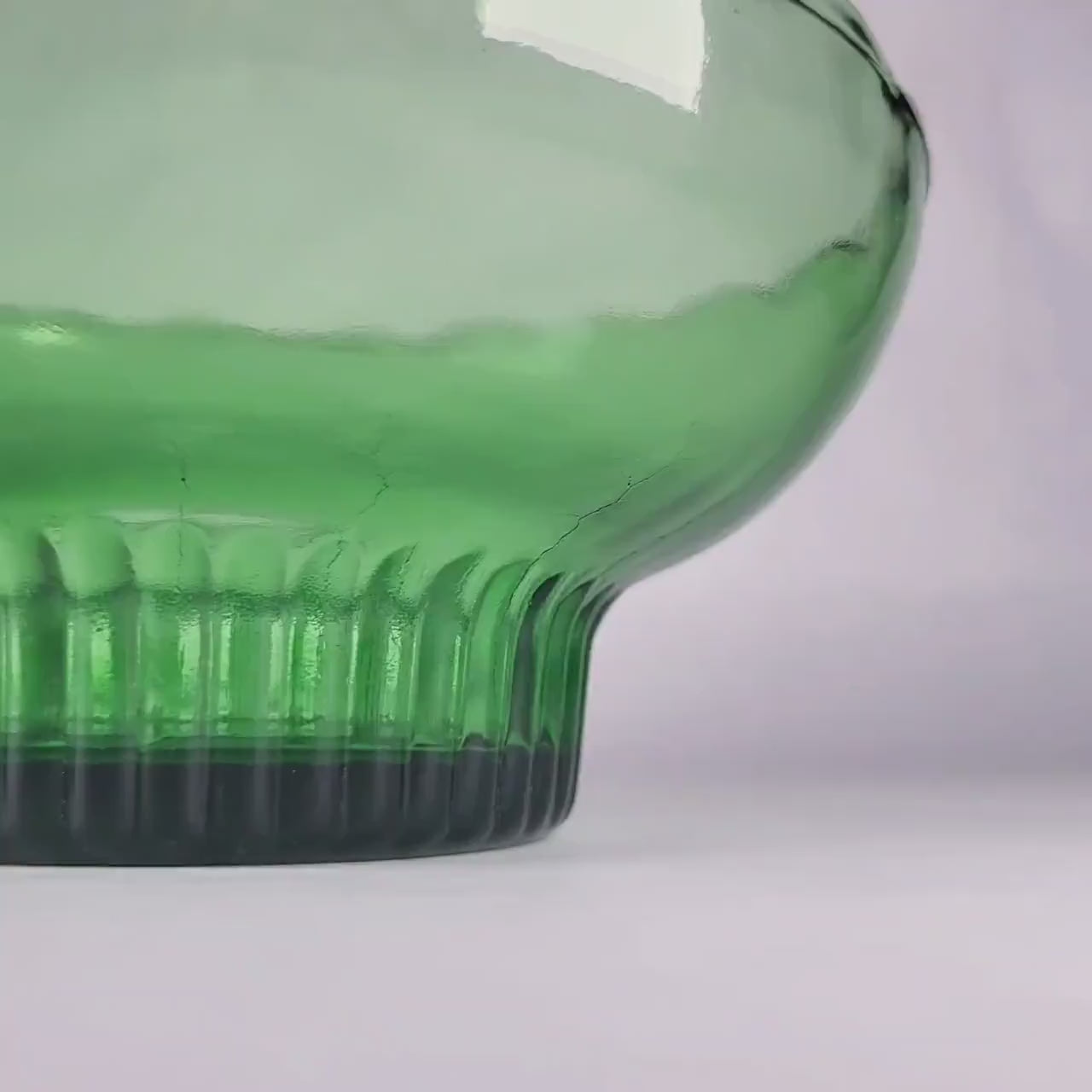 Vintage Emerald Green Pedestal Bowl, E.O. Brody Glass Scalloped Planter, Mid-Century Flower Pot