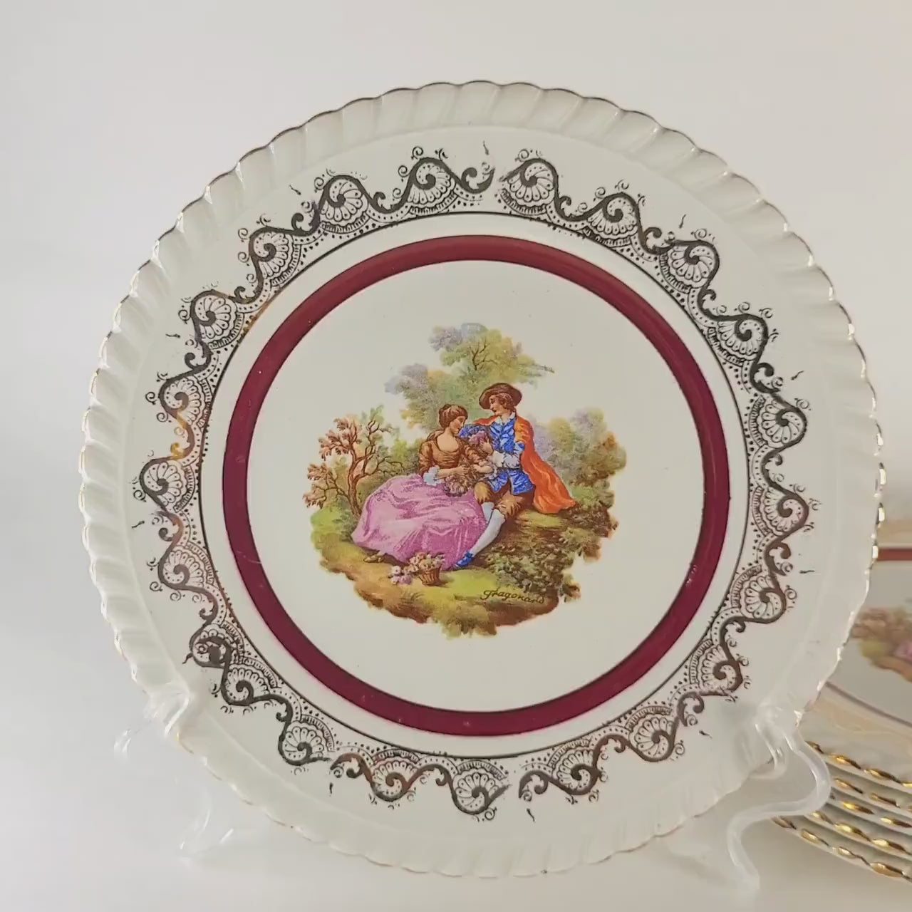 Set of 6 Greek Bread or Dessert Plates, Rococo Home Decor